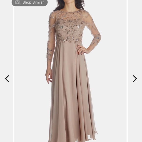 Xscape Dresses & Skirts - Taupe Beaded Top Long Chiffron Skirt Dress New With Tags from Lord and Taylor